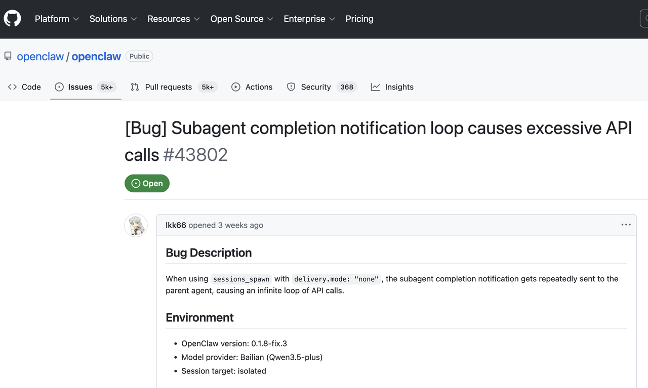 GitHub issue about cron jobs and excessive AI API calls